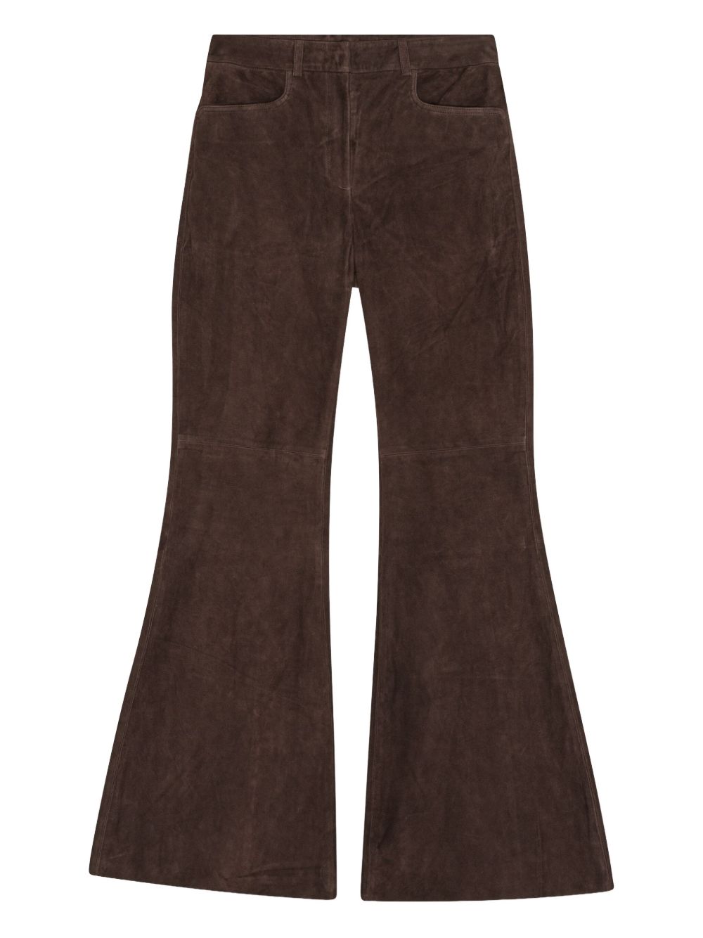 Pantaloni svasati in pelle scamosciata in marrone Remain - donna 