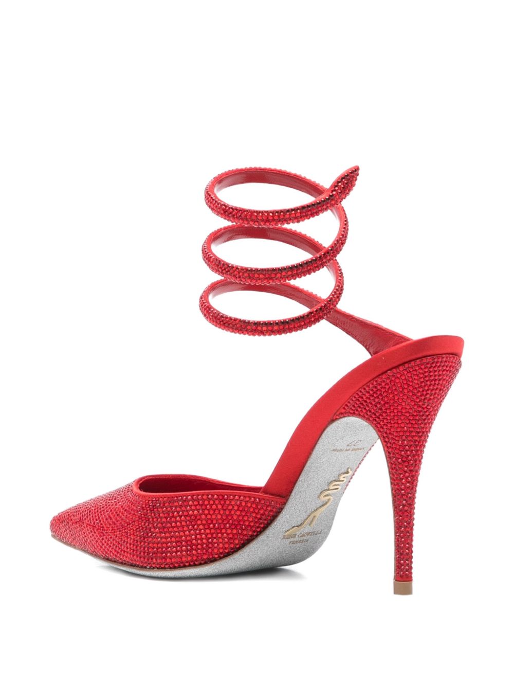 Decollete con cristalli cleo in rosso Rene caovilla - donna 