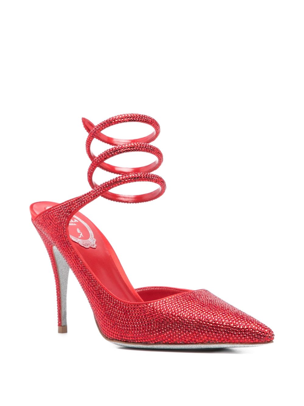 Decollete con cristalli cleo in rosso Rene caovilla - donna 