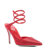 Decollete con cristalli cleo in rosso Rene caovilla - donna 