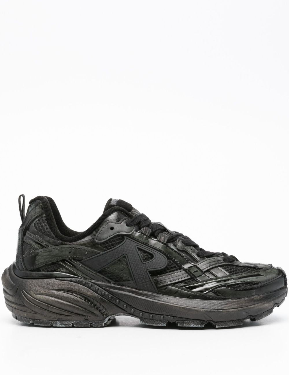 Sneakers storm runner con lacci in nero 