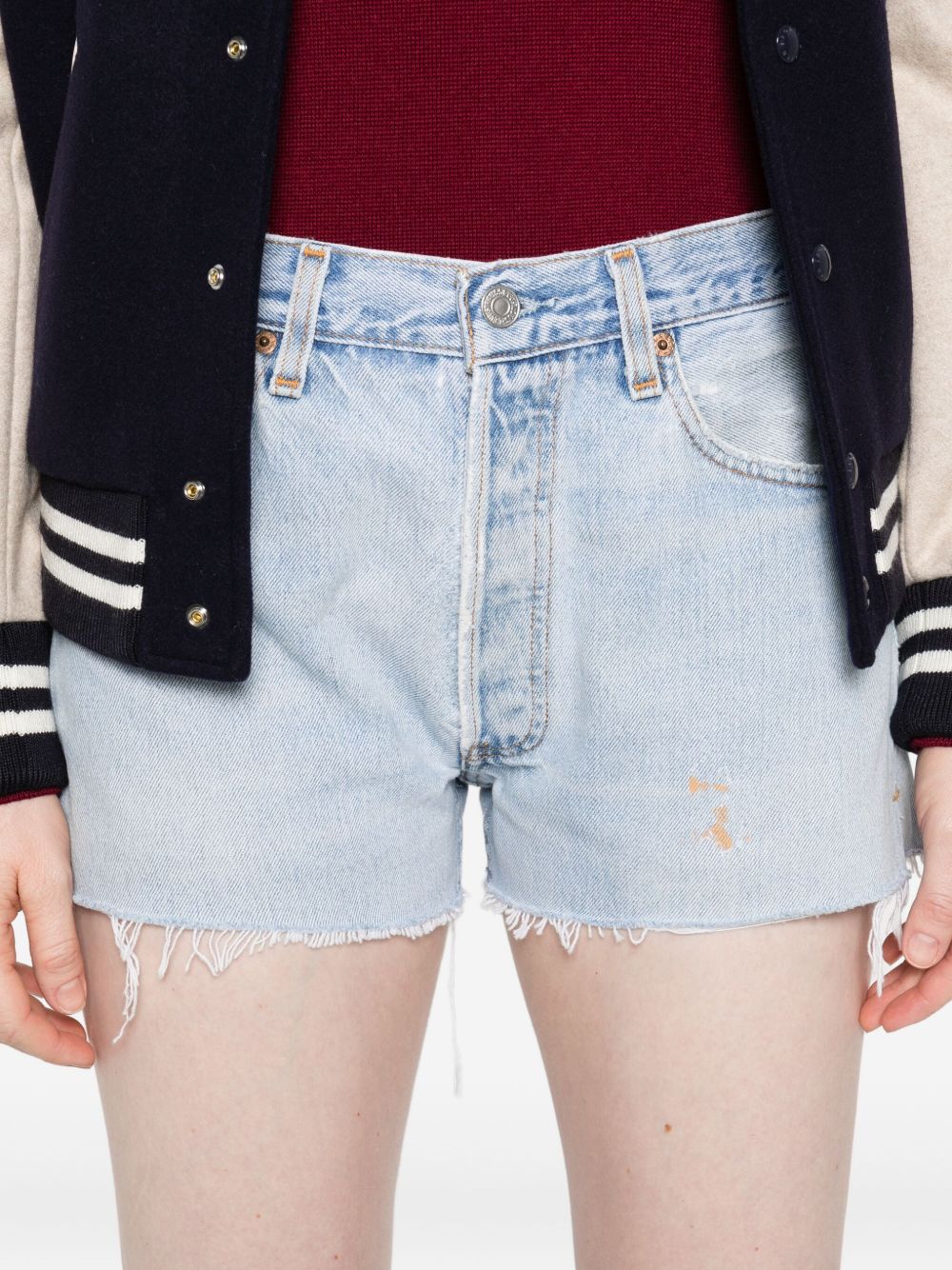 Pantaloncini in denim con bordi sfilacciati in blu Re/done - donna 