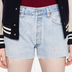 Pantaloncini in denim con bordi sfilacciati in blu Re/done - donna 
