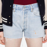 Pantaloncini in denim con bordi sfilacciati in blu Re/done - donna 