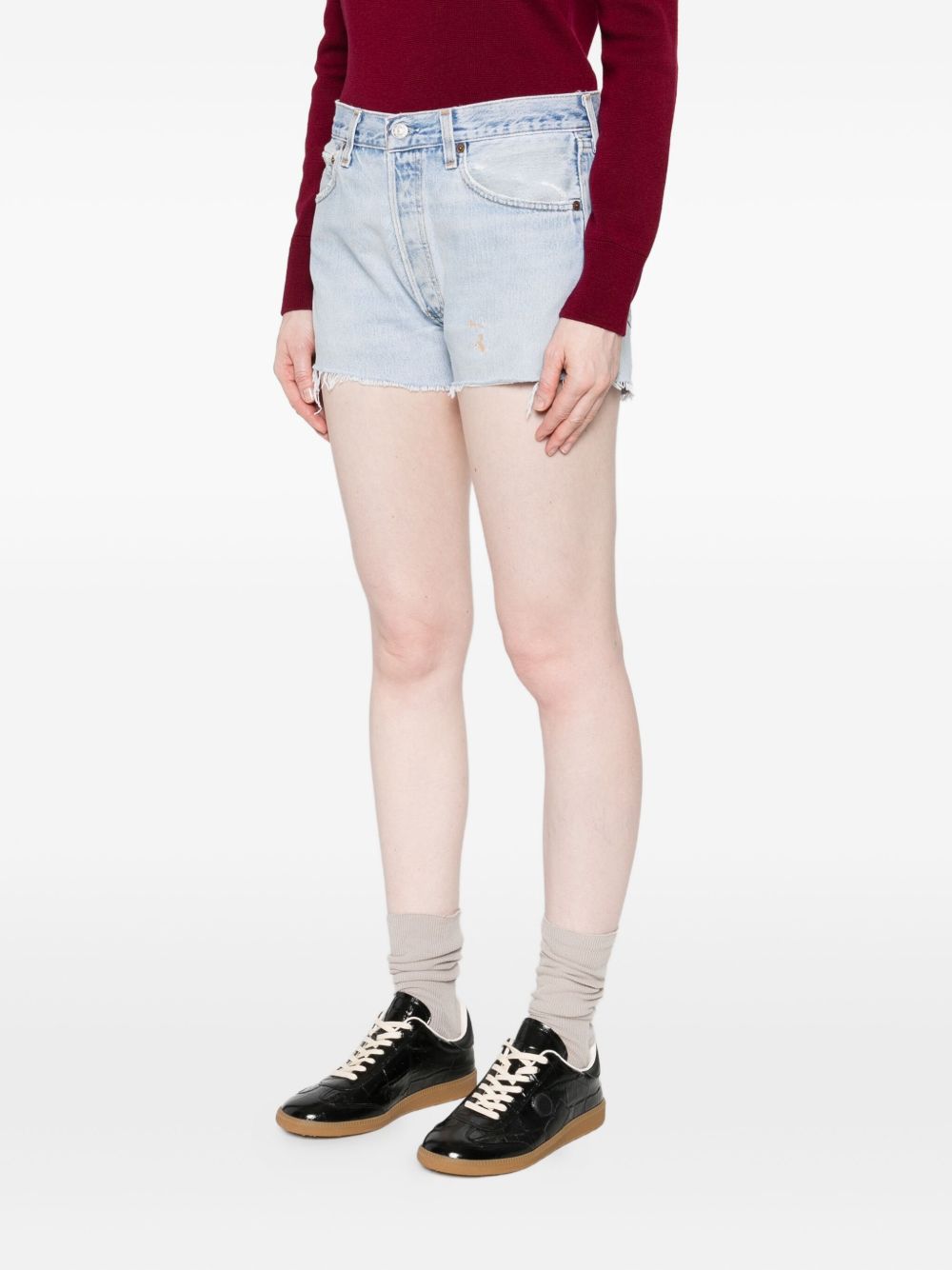 Pantaloncini in denim con bordi sfilacciati in blu Re/done - donna 