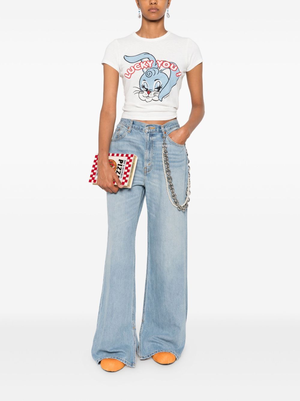 Jeans a gamba ampia con cinque tasche in blu Re/done - donna 