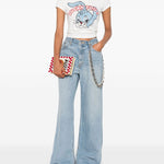 Jeans a gamba ampia con cinque tasche in blu Re/done - donna 