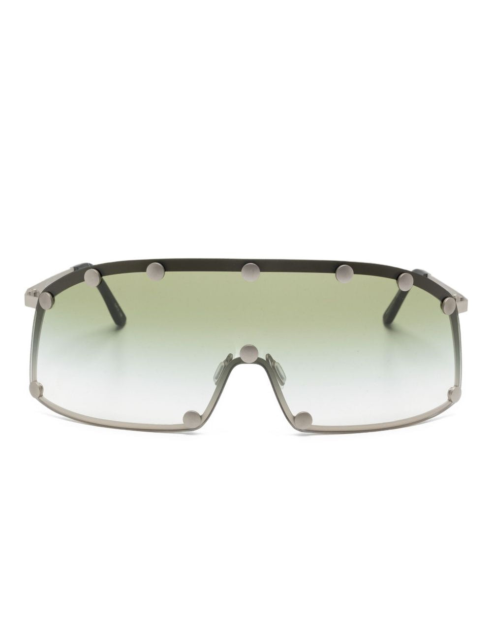 Occhiali da sole con borchie in argento e verde Rick owens - unisex 