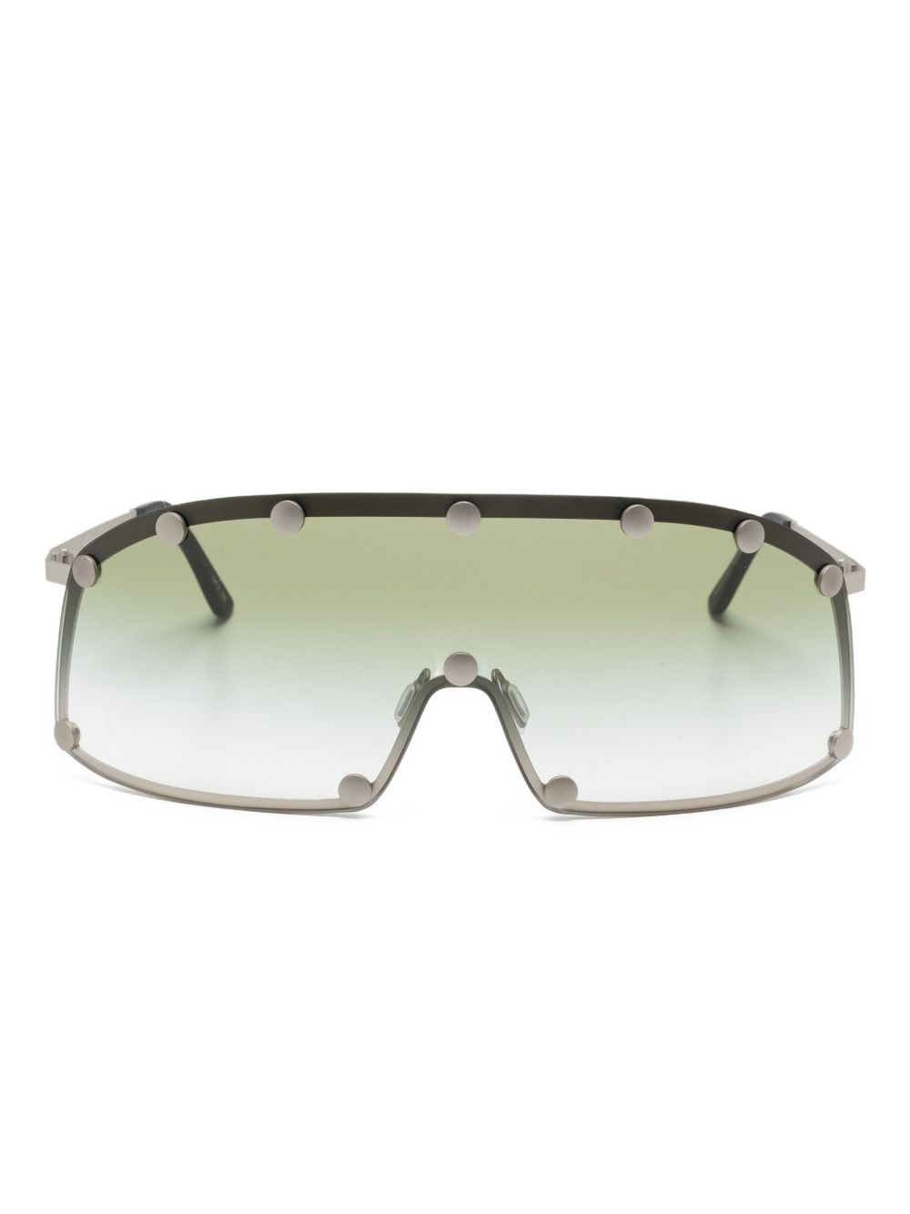 Occhiali da sole con borchie in argento e verde Rick owens - unisex 