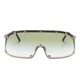 Occhiali da sole con borchie in argento e verde Rick owens - unisex 