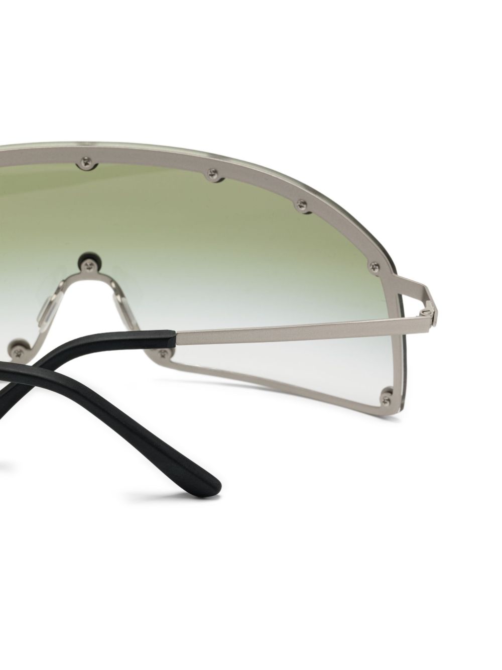 Occhiali da sole con borchie in argento e verde Rick owens - unisex 