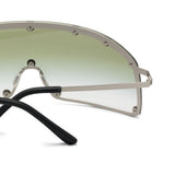 Occhiali da sole con borchie in argento e verde Rick owens - unisex 