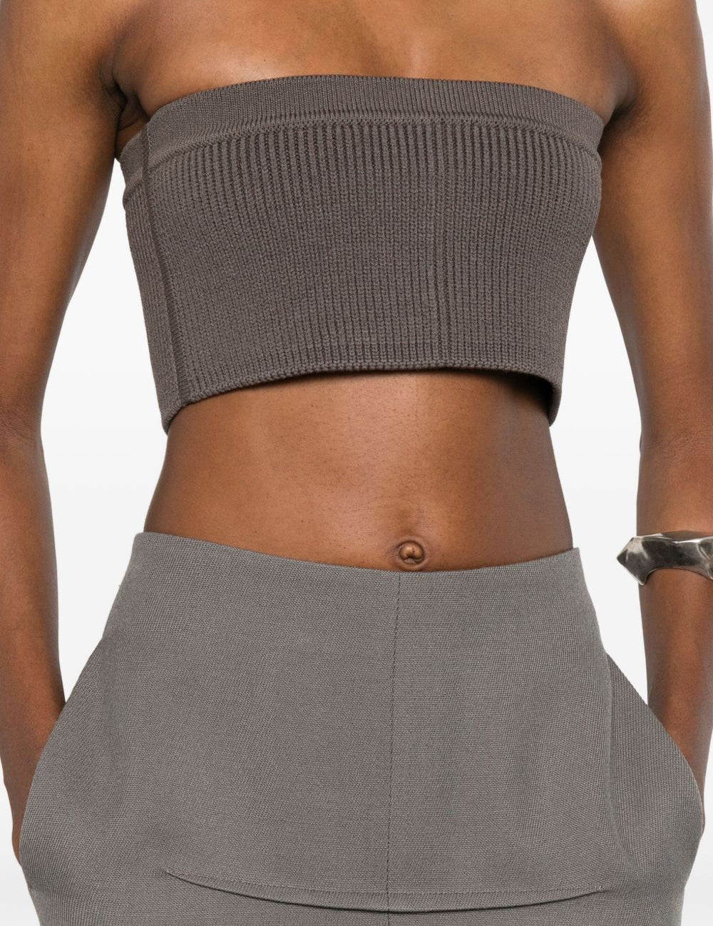 Top corto a costine sottili in grigio Rick owens - donna 