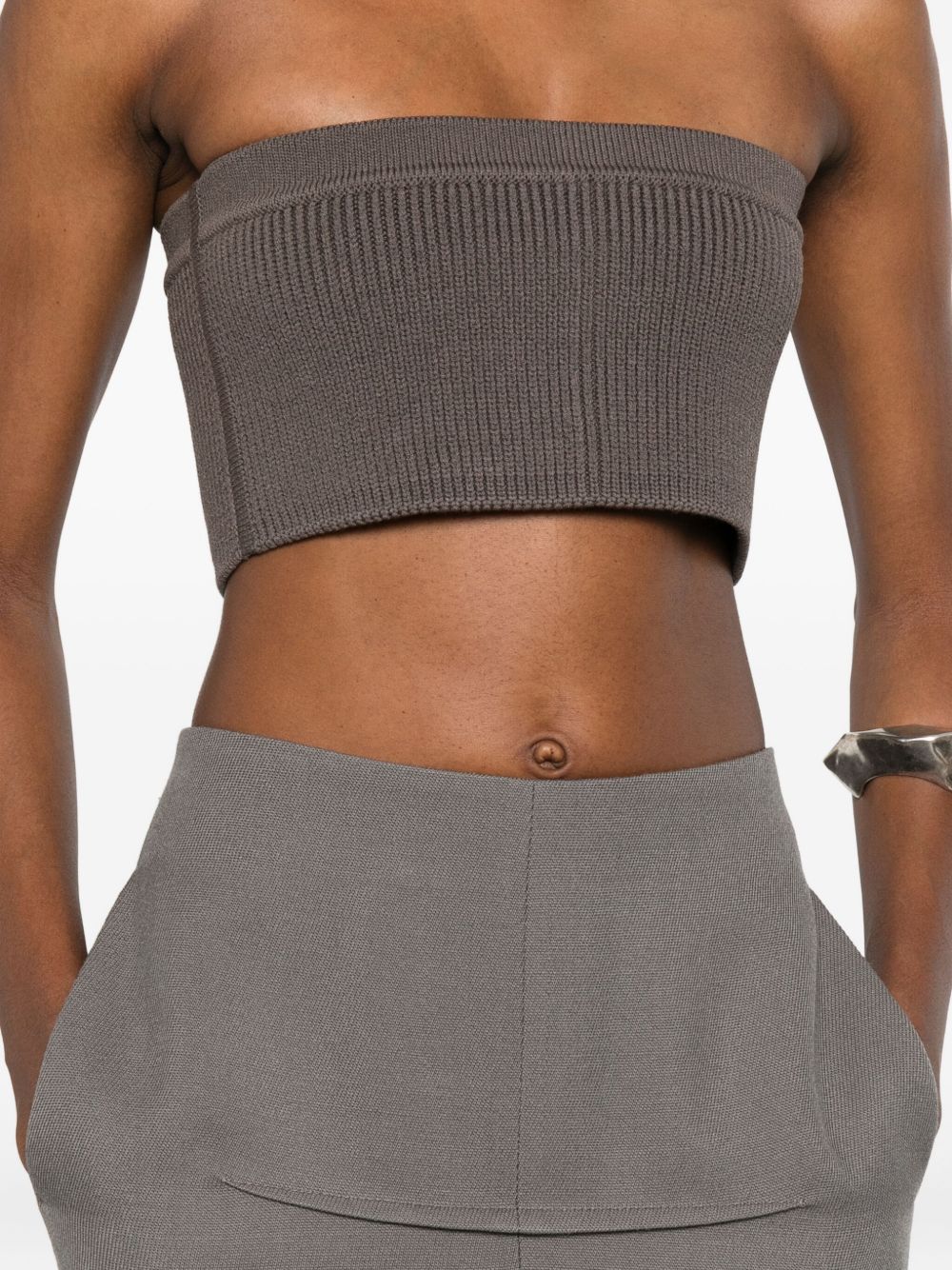 Top corto a costine sottili in grigio Rick owens - donna 