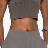 Top corto a costine sottili in grigio Rick owens - donna 