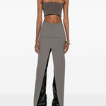 Top corto a costine sottili in grigio Rick owens - donna 