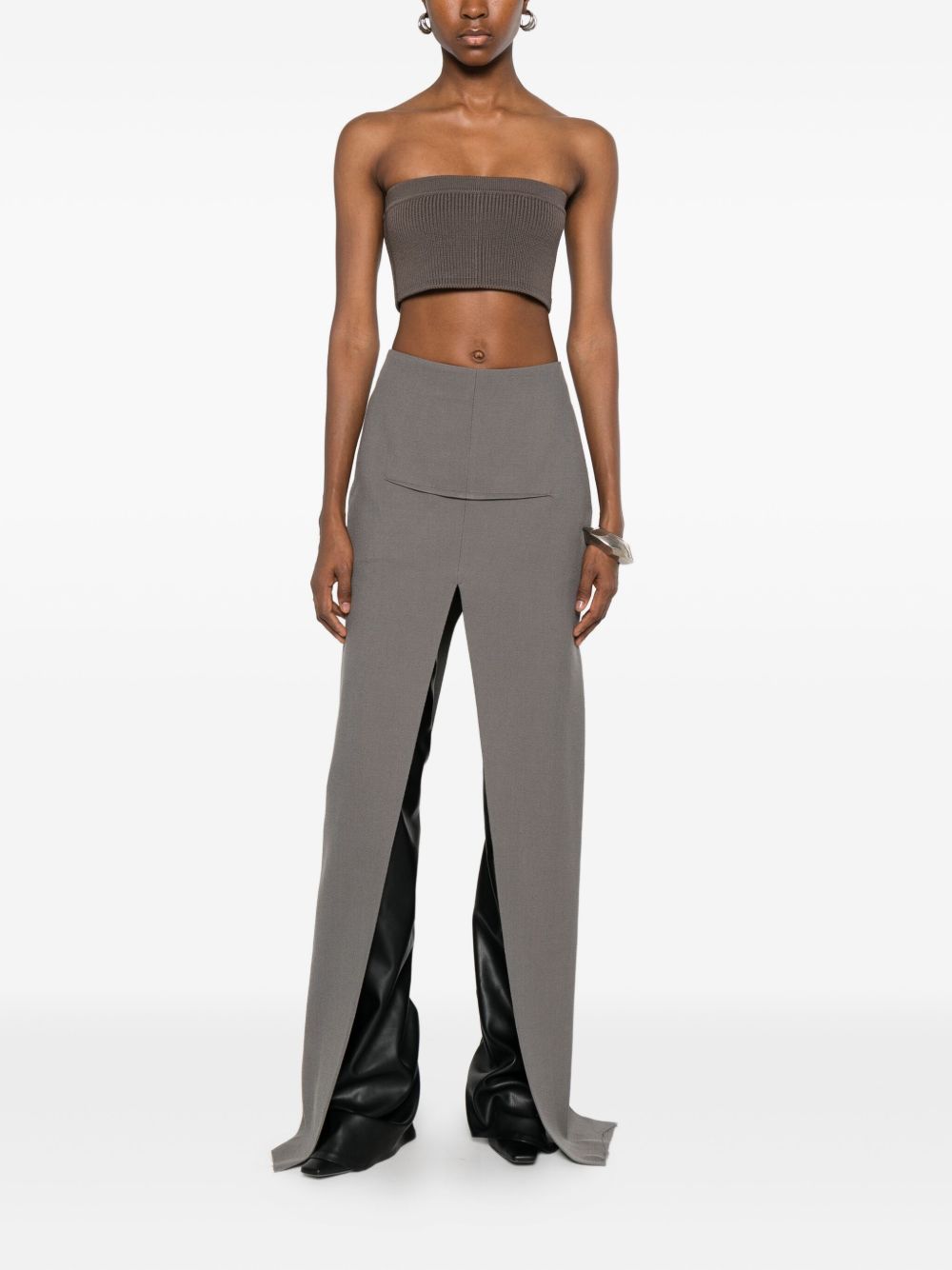 Top corto a costine sottili in grigio Rick owens - donna 