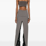 Top corto a costine sottili in grigio Rick owens - donna 