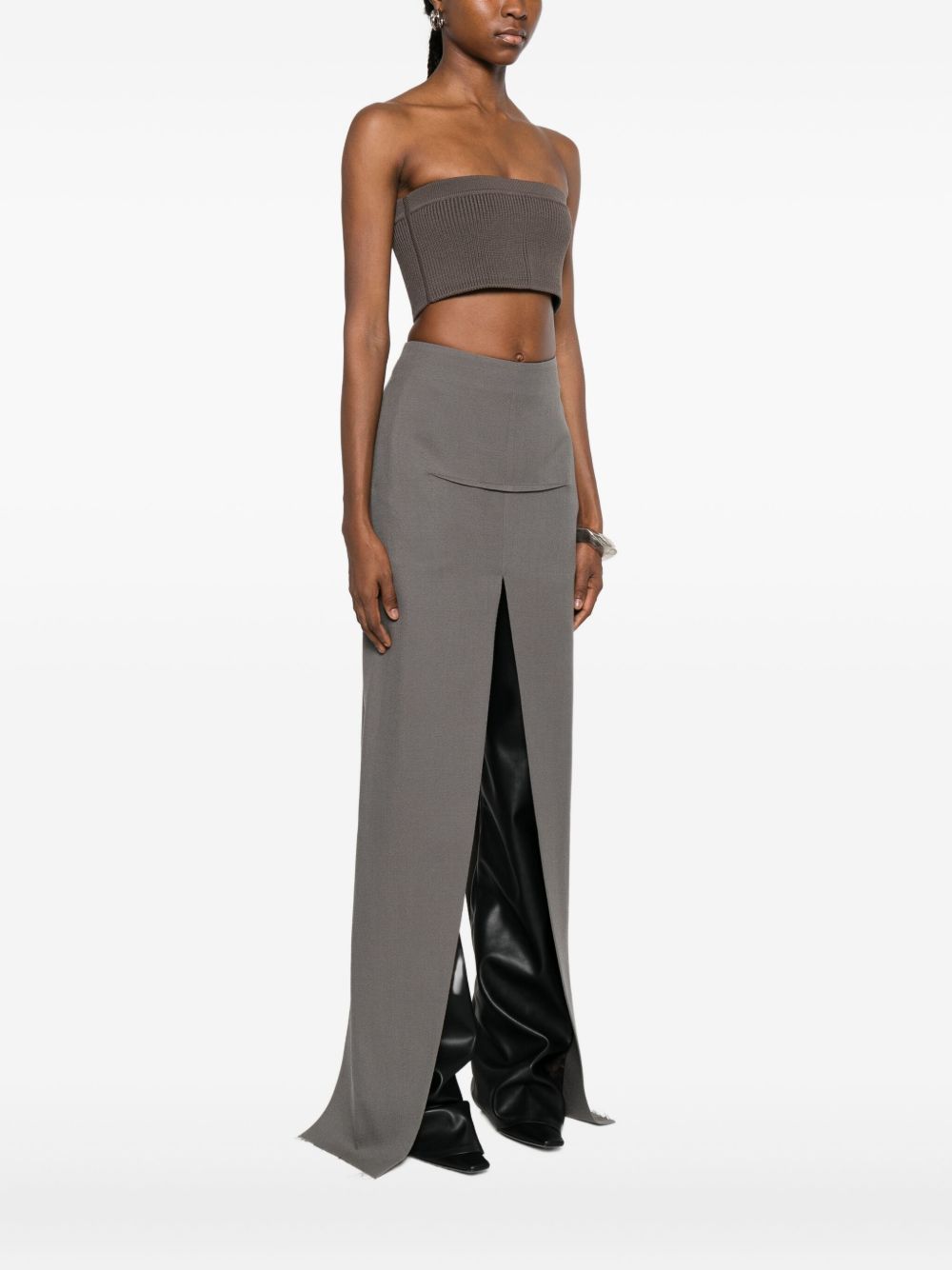 Top corto a costine sottili in grigio Rick owens - donna 