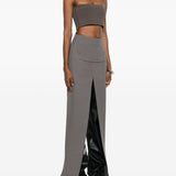 Top corto a costine sottili in grigio Rick owens - donna 