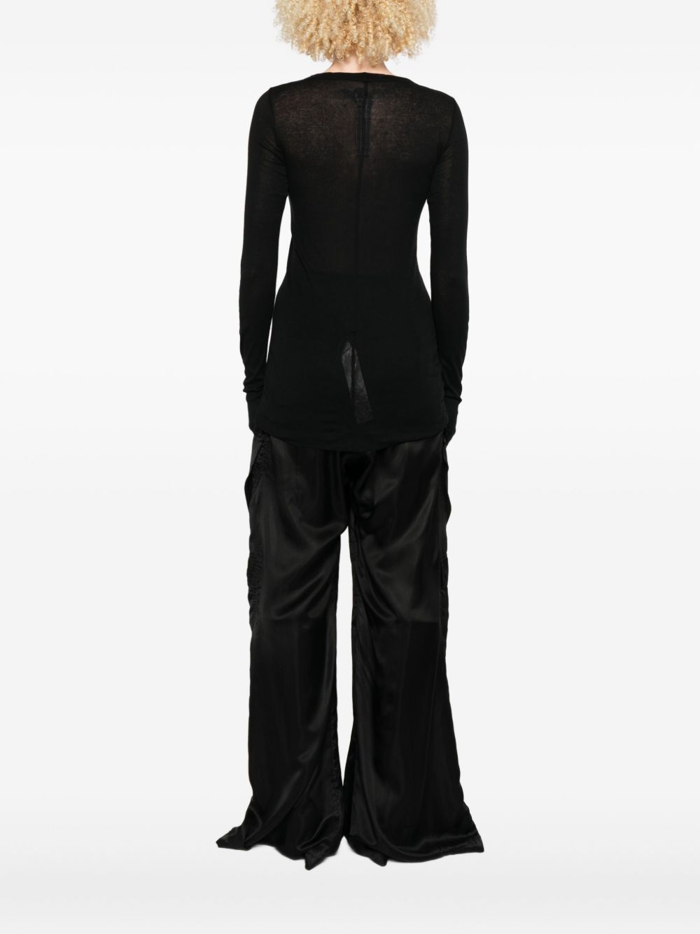 Maglia a maniche lunghe semi-trasparente in nero Rick owens - donna 