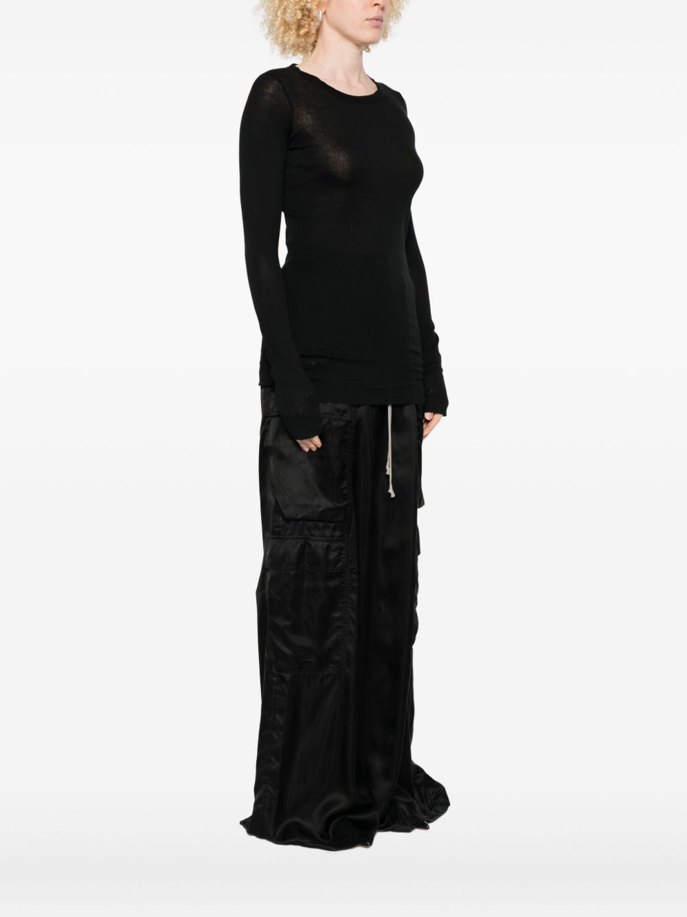 Maglia a maniche lunghe semi-trasparente in nero Rick owens - donna 