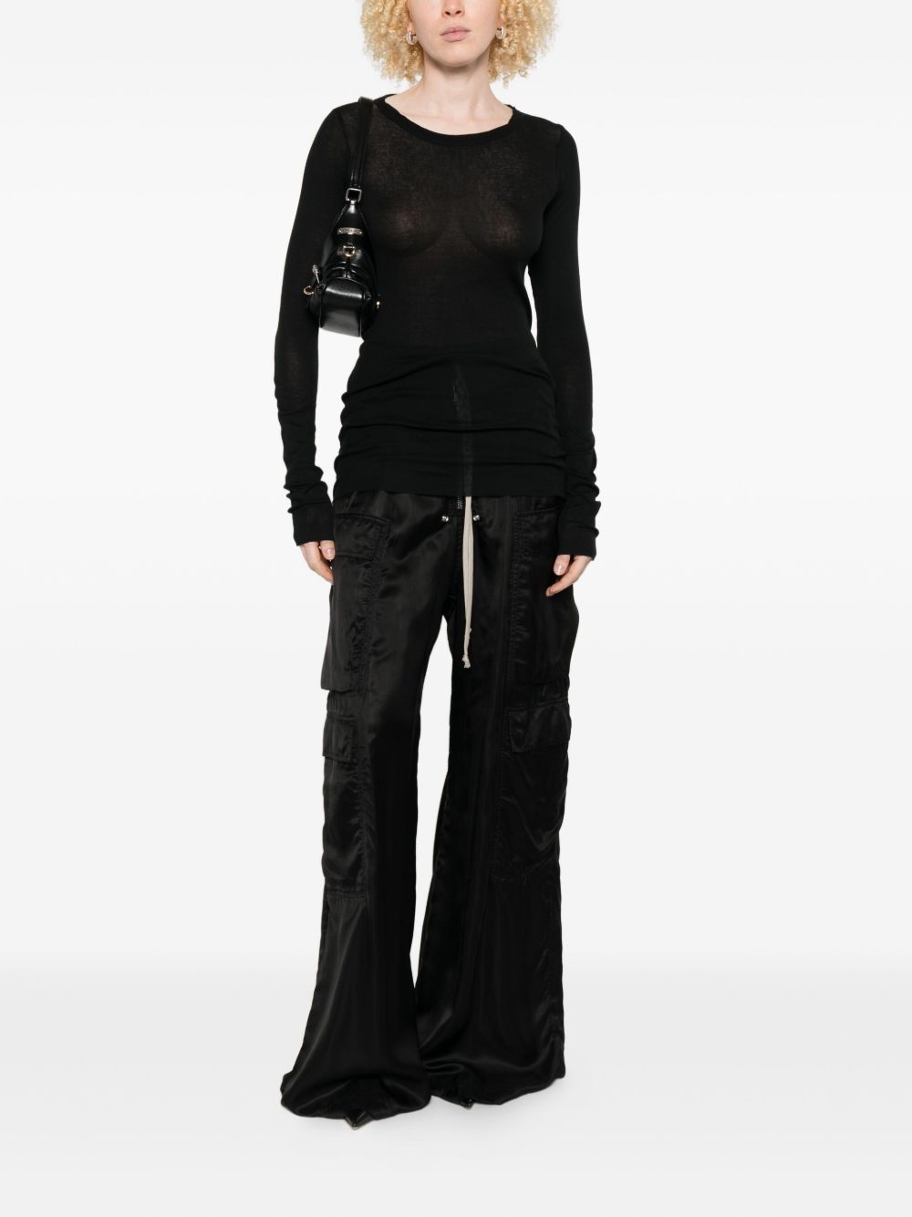 Maglia a maniche lunghe semi-trasparente in nero Rick owens - donna 