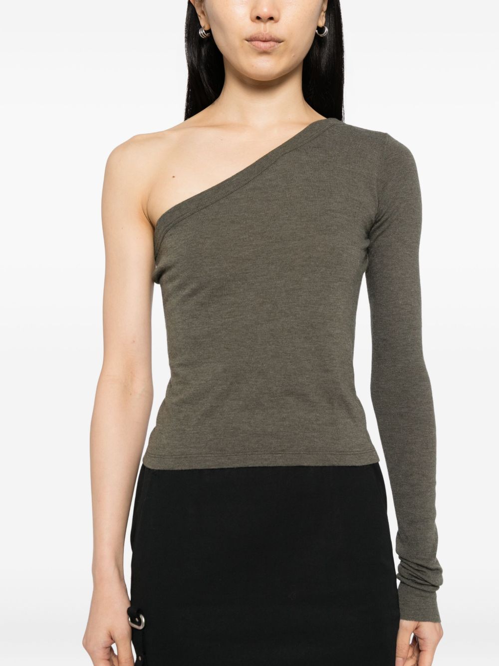 Top monospalla in cotone cropped ziggy in verde Rick owens- donna 