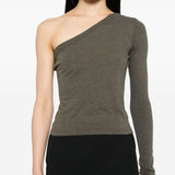 Top monospalla in cotone cropped ziggy in verde Rick owens- donna 