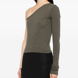 Top monospalla in cotone cropped ziggy in verde Rick owens- donna 