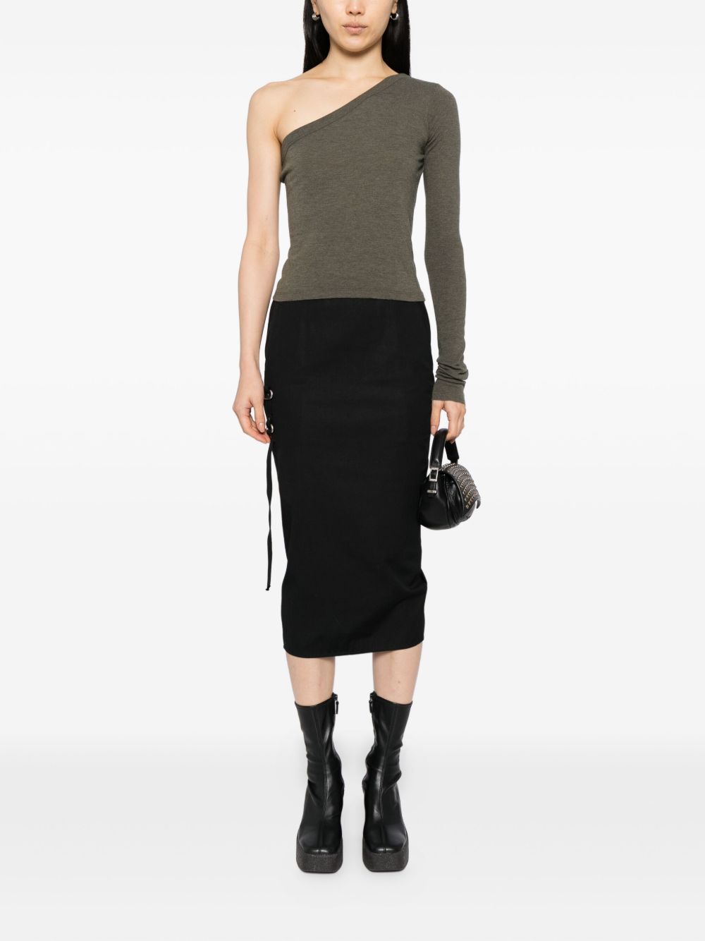 Top monospalla in cotone cropped ziggy in verde Rick owens- donna 
