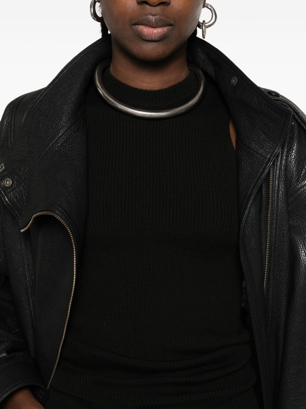 Top a coste a collo alto in nero Rick owens - donna 