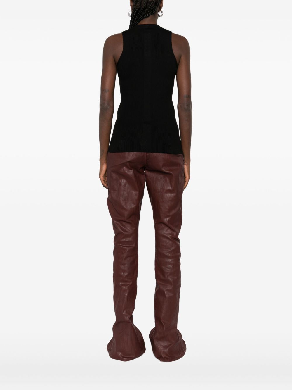 Top a coste a collo alto in nero Rick owens - donna 