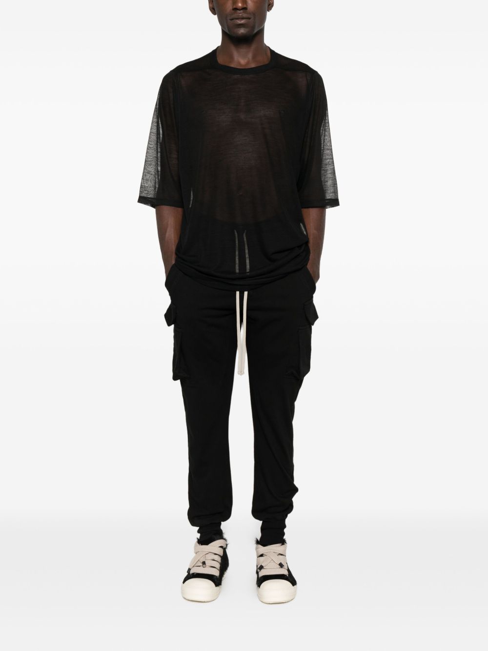 T-shirt in lana trasparente in nero Rick owens - uomo 