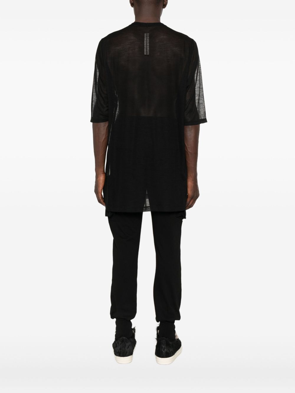 T-shirt in lana trasparente in nero Rick owens - uomo 