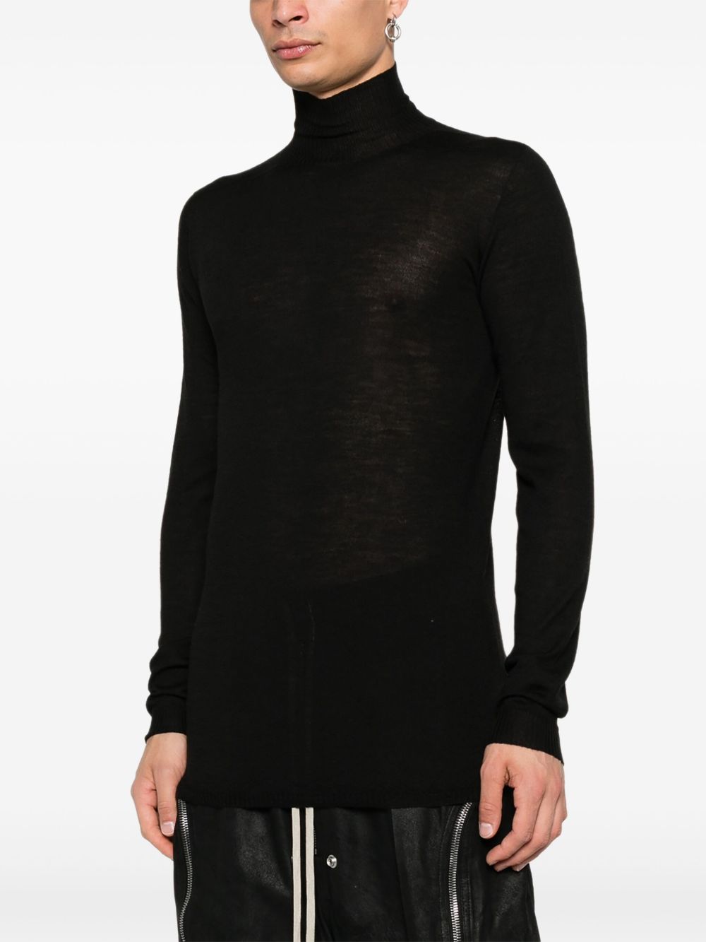 Maglione in lana a collo alto in nero Rick Owens - uomo 