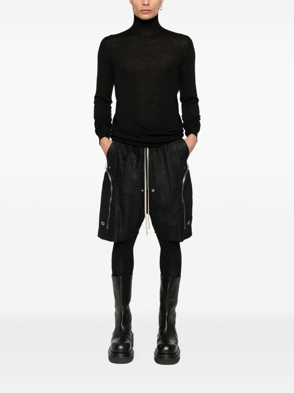 Maglione in lana a collo alto in nero Rick Owens - uomo 