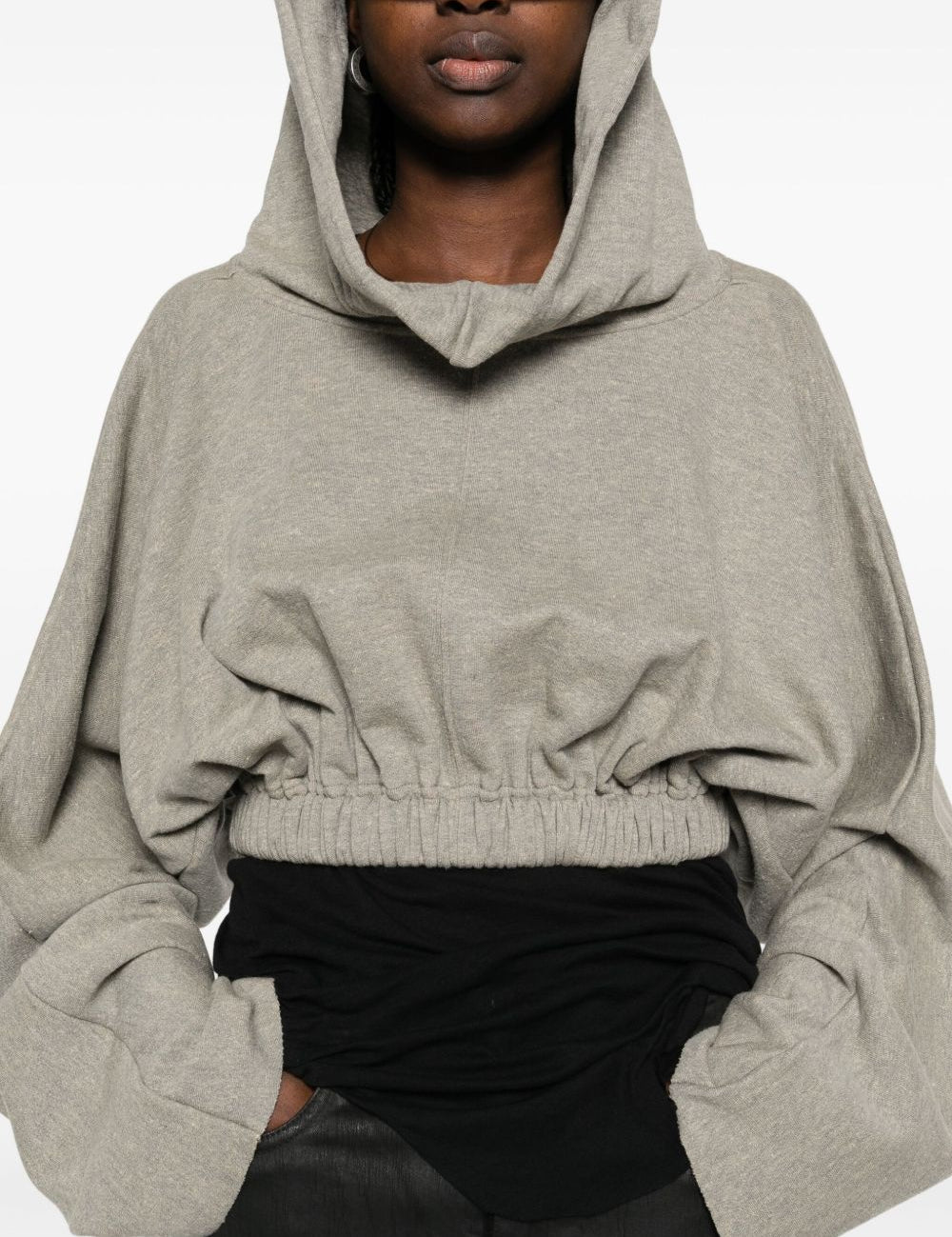 Felpa con cappuccio con coulisse  in grigio Rick owens drkshdw - donna 