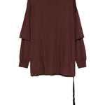 T-shirt a strati a maniche lunghe in borgogna Rick owens drkshdw - uomo 