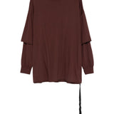 T-shirt a strati a maniche lunghe in borgogna Rick owens drkshdw - uomo 
