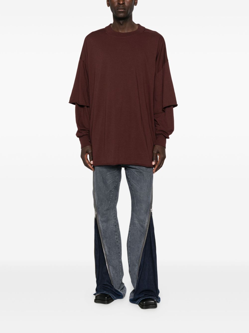 T-shirt a strati a maniche lunghe in borgogna Rick owens drkshdw - uomo 