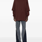 T-shirt a strati a maniche lunghe in borgogna Rick owens drkshdw - uomo 