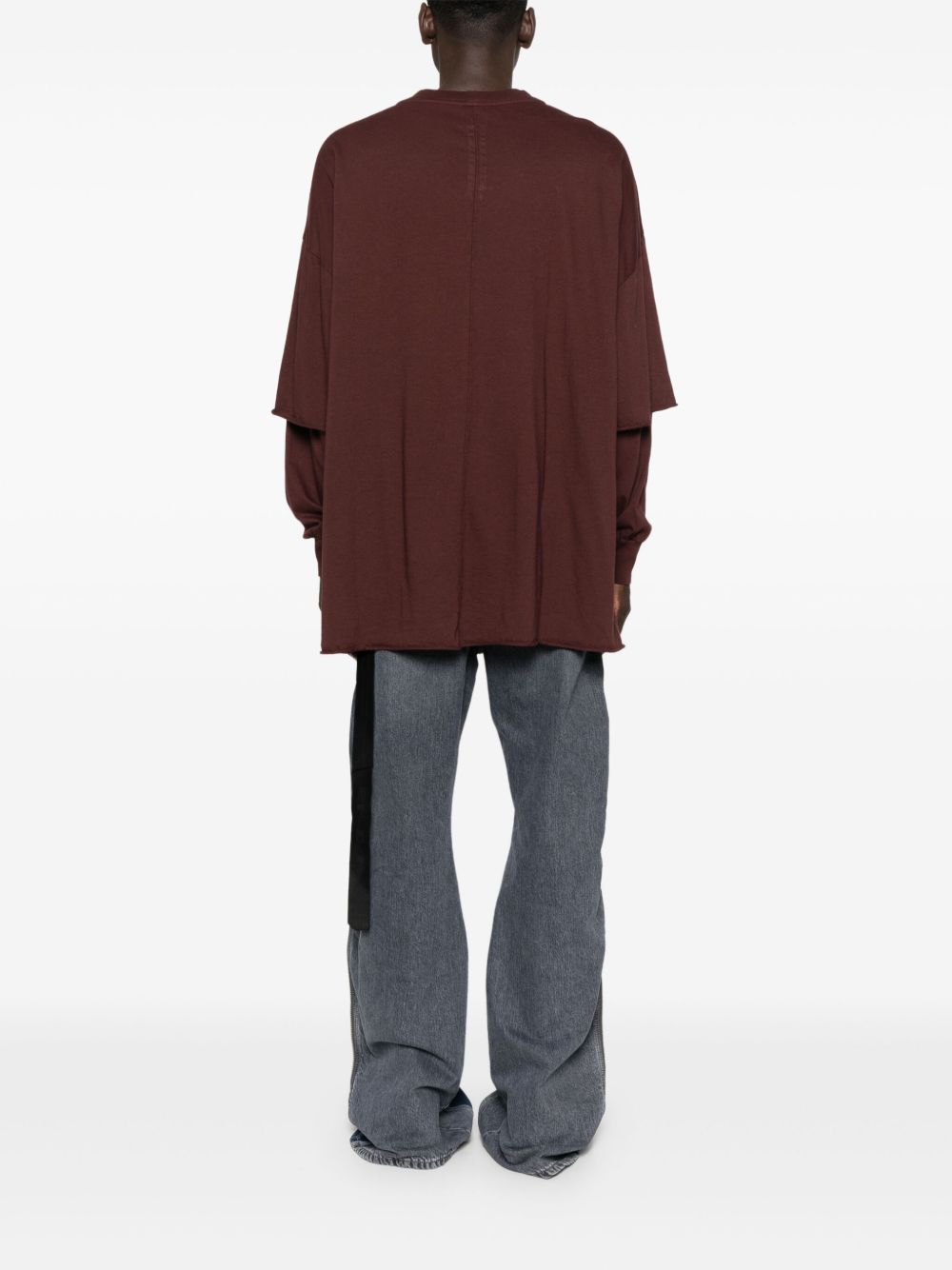 T-shirt a strati a maniche lunghe in borgogna Rick owens drkshdw - uomo 