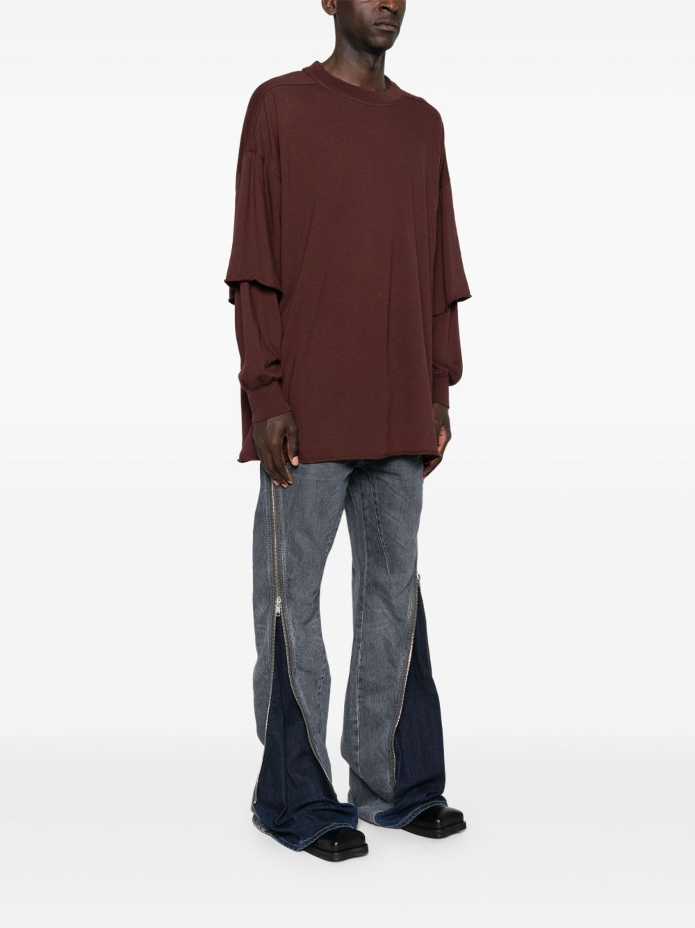 T-shirt a strati a maniche lunghe in borgogna Rick owens drkshdw - uomo 