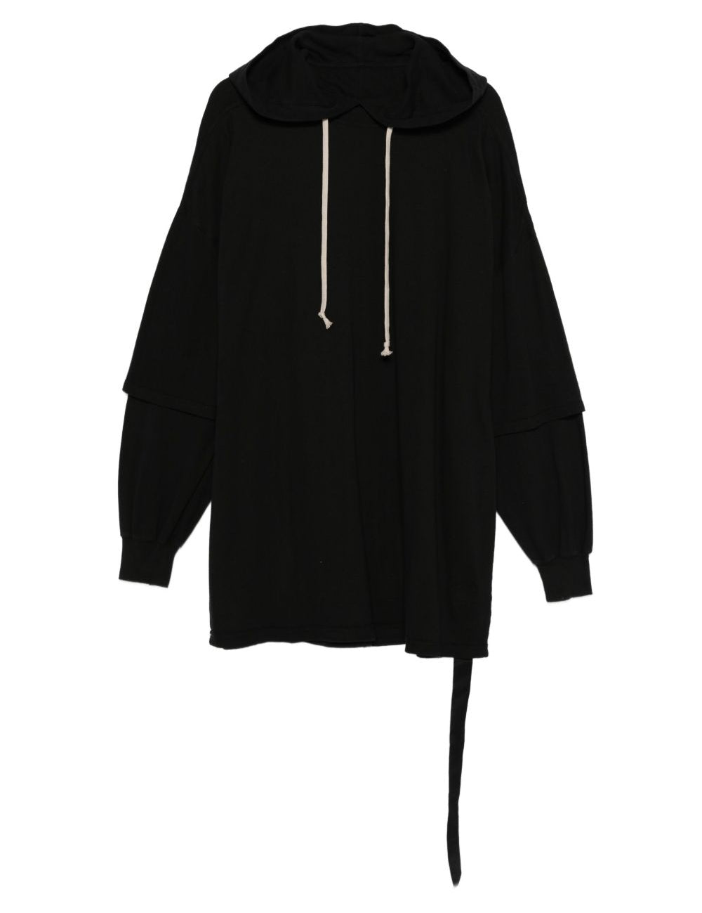 Felpa con coulisse a strati tommy in nero Rick owens drkshdw - uomo 
