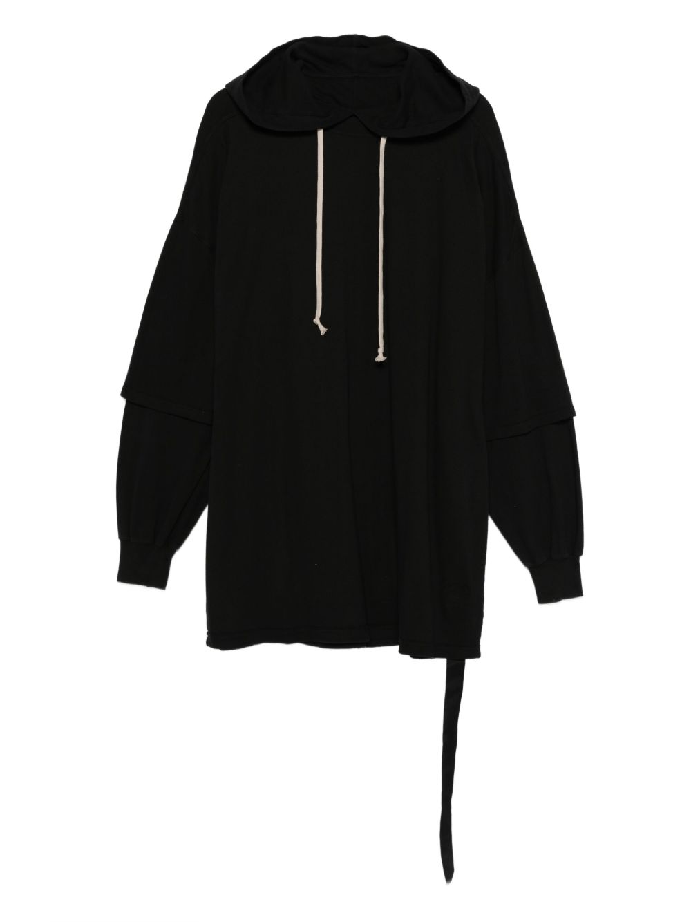 Felpa con coulisse a strati tommy in nero Rick owens drkshdw - uomo 