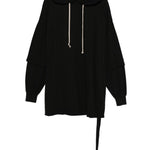 Felpa con coulisse a strati tommy in nero Rick owens drkshdw - uomo 