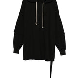 Felpa con coulisse a strati tommy in nero Rick owens drkshdw - uomo 