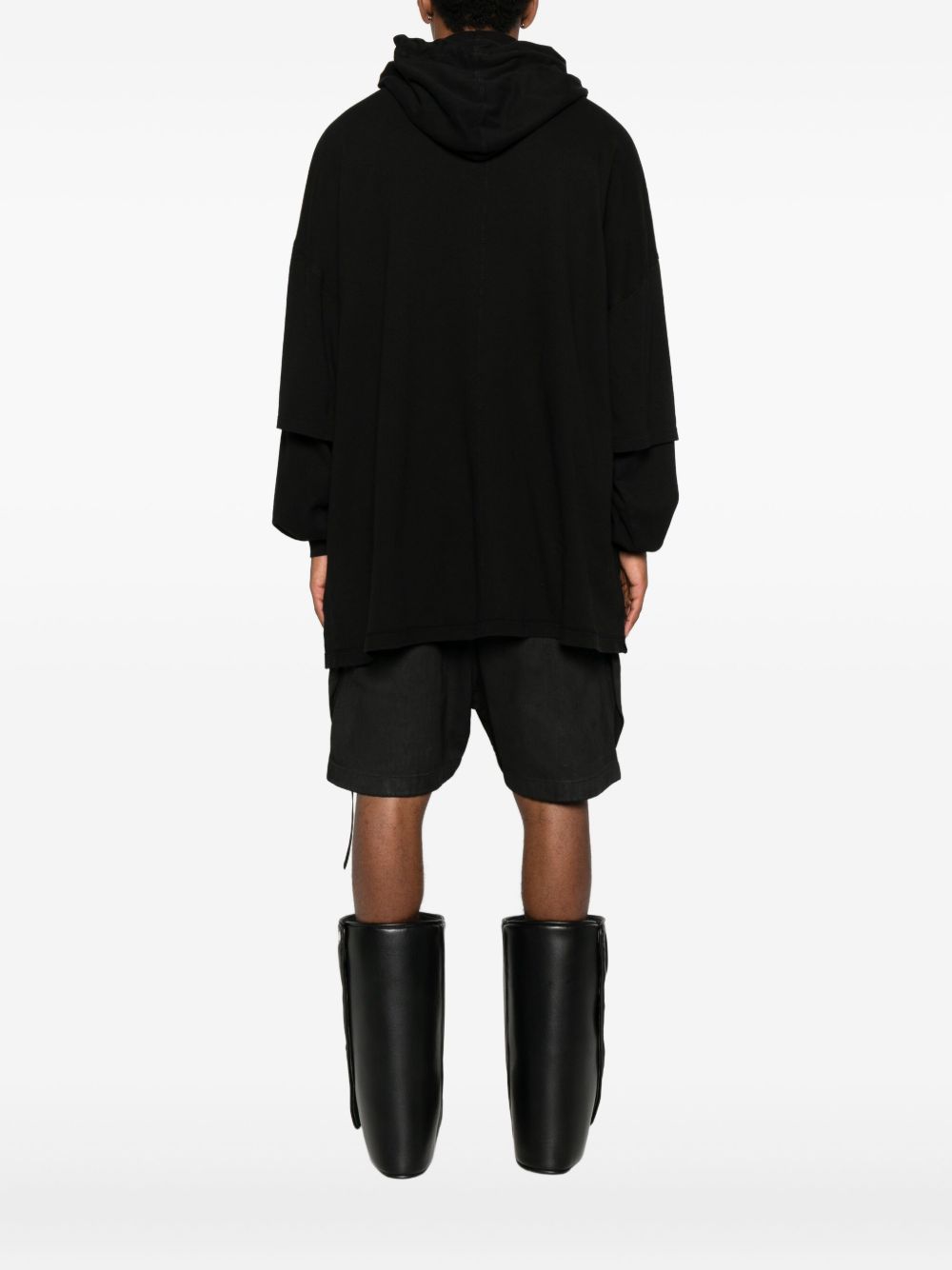 Felpa con coulisse a strati tommy in nero Rick owens drkshdw - uomo 