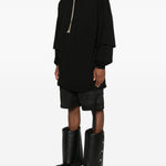 Felpa con coulisse a strati tommy in nero Rick owens drkshdw - uomo 